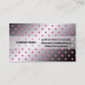Roze, elegante schitterende roze en grijze polka-s visitekaartje (Achterkant)