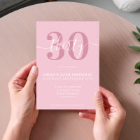 Roze Elegante Script 30e Verjaardagsuitnodiging