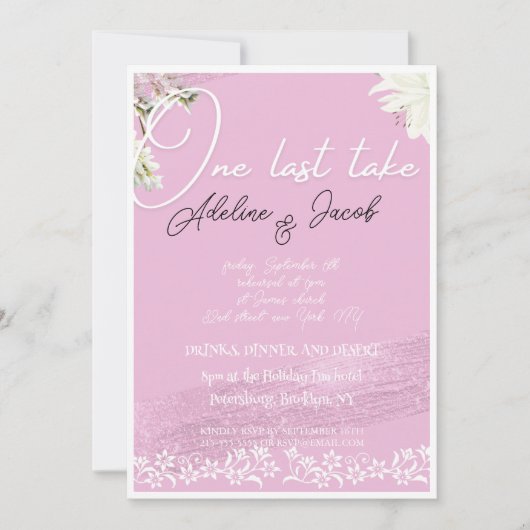 Roze Elegante Script Bruiloft Rehearsal Dinner kaa Kaart (Voorkant)