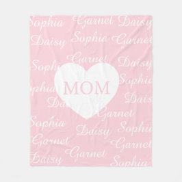 Roze Elegante Script Familienaam Monogram Hart Fleece Deken