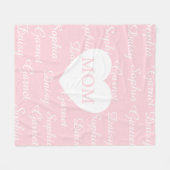 Roze Elegante Script Familienaam Monogram Hart Fleece Deken (Voorkant (Horizontaal))