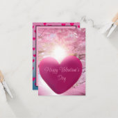 Roze elegante script | Gelukkig Valentijnsdag kaar Kaart (Voorkant / Achterkant in situ)