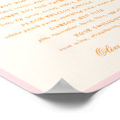 Roze Elegante Script Trouw Signature Dranken Bord Poster (Hoek)