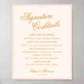 Roze Elegante Script Trouw Signature Dranken Bord Poster (Voorkant)