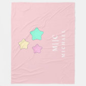 Roze Elegante Sterren Retro Modern Monogram baby Fleece Deken (Voorkant)