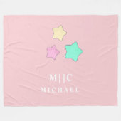Roze Elegante Sterren Retro Modern Monogram baby Fleece Deken (Voorkant (Horizontaal))