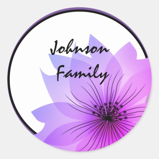 Roze elegante sticker, klassiek rond ronde sticker (Voorkant)