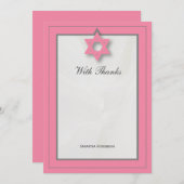 Roze Elegante Stof Bat Mitswa Bedankt Opmerking (Voorkant / Achterkant)