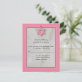 Roze Elegante Stof Bat Mitzvah RSVP Reageer Kaart (Staand voorkant)