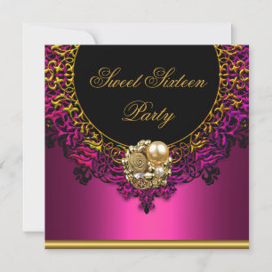Roze Elegante Sweet Sixteen 16de 16 Verjaardagsfee Kaart