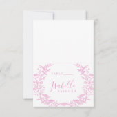 Roze elegante toile bloem bruiloft plaats kaarten (Voorkant)