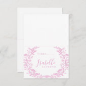 Roze elegante toile bloem bruiloft plaats kaarten (Voorkant / Achterkant)