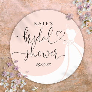 Roze Elegante Trouwjurk Bruidsfeest Ronde Sticker
