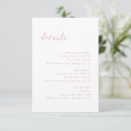 Roze Elegante Trouwtekst in Vet Schrift Informatiekaartje