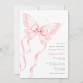 Roze Elegante Vlinder Baby shower Kaart (Voorkant)