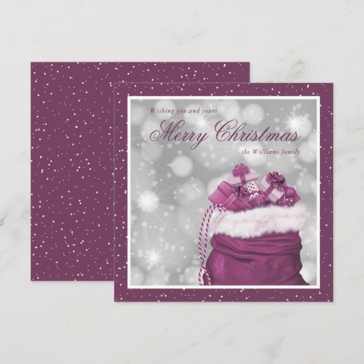 Roze Elegante Vrolijke Kerst Kaart (Voorkant / Achterkant)