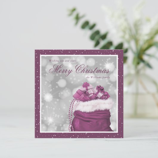 Roze Elegante Vrolijke Kerst Kaart (Staand voorkant)