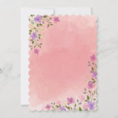 Roze Elegante Waterverf Bloem Bruiloft Kaart (Achterkant)