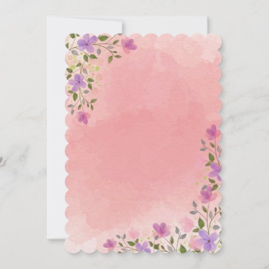 Roze Elegante Waterverf Bloem Bruiloft Kaart (Achterkant)