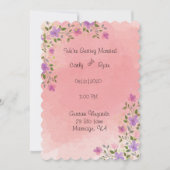 Roze Elegante Waterverf Bloem Bruiloft Kaart (Voorkant)