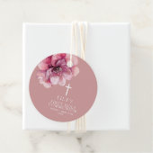 Roze Elegante Waterverf Bloemen Heilige Communie Bedankjes Labels (In situ)