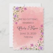 Roze Elegante Waterverf Bloemig Save The Date (Achterkant)