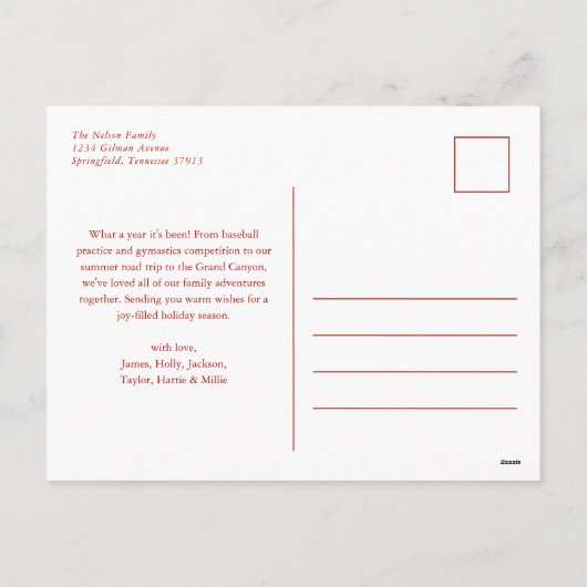 Roze Elegante Waterverf Rode strik Kerstfoto Feestdagenkaart (Achterkant)