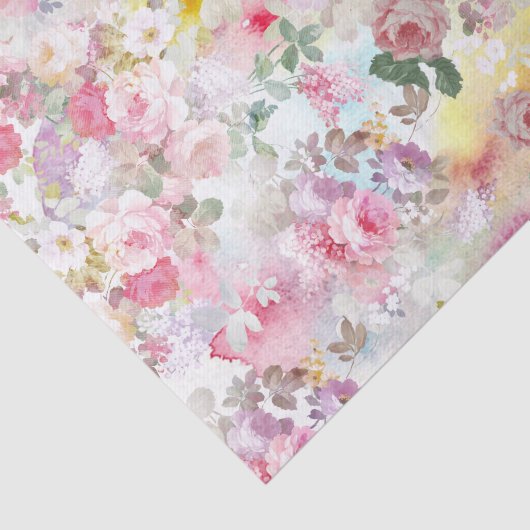 Roze elegante waterverf rozen bloemen patroon tissuepapier (Detail)