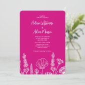 Roze | Elegante Wildflowers bruiloft Kaart (Staand voorkant)