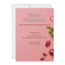 Roze Elegante Winterviering Kerstfeest