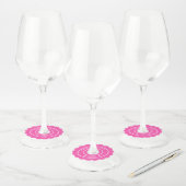 Roze Elegante Witte Script Namen Scalloped Wijnglaslabel (Set)