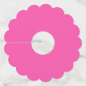Roze Elegante Witte Script Namen Scalloped Wijnglaslabel (Achterkant)