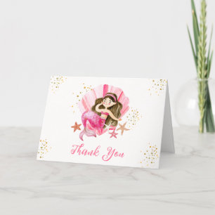 Roze Elegante Zeemeermin Ocean Starfish Baby showe Bedankkaart