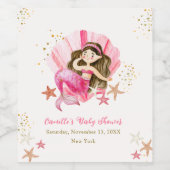 Roze Elegante Zeemeermin Ocean Starfish Baby showe Wijn Etiket (Enkel label)