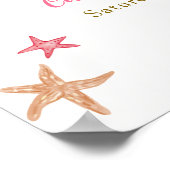 Roze Elegante Zeester Zeeschelp Baby shower Welkom Poster (Hoek)