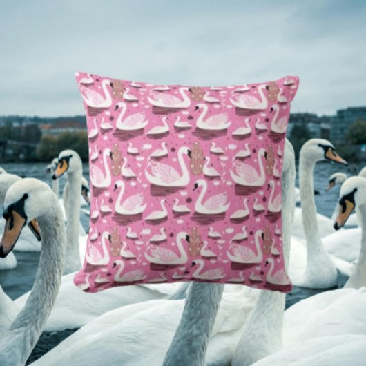 Roze Elegantie Zwaan Kussen