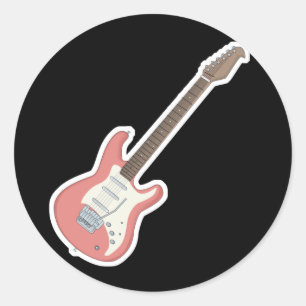 roze elektrische gitaar ronde sticker
