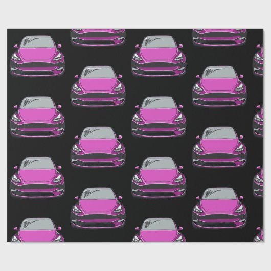 Roze Elektrische Voertuig SUV Auto Zwarte Achtergr Cadeaupapier (Vlak)