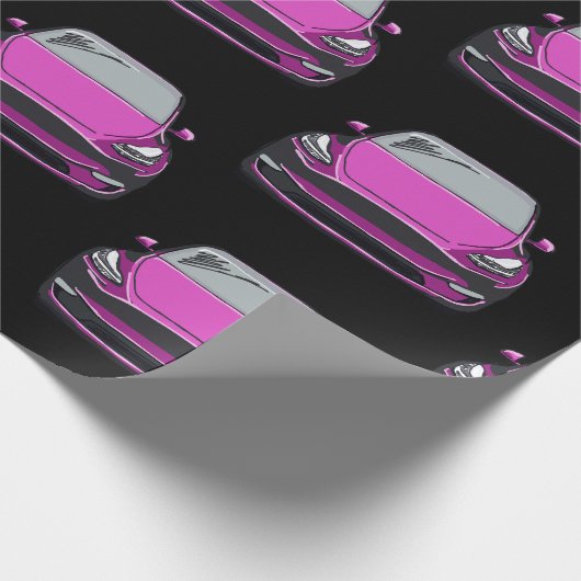 Roze Elektrische Voertuig SUV Auto Zwarte Achtergr Cadeaupapier (Hoek)