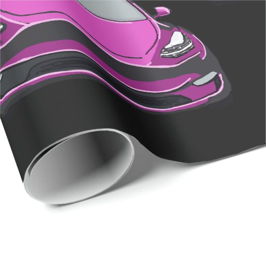 Roze Elektrische Voertuig SUV Auto Zwarte Achtergr Cadeaupapier (Rol Hoek)