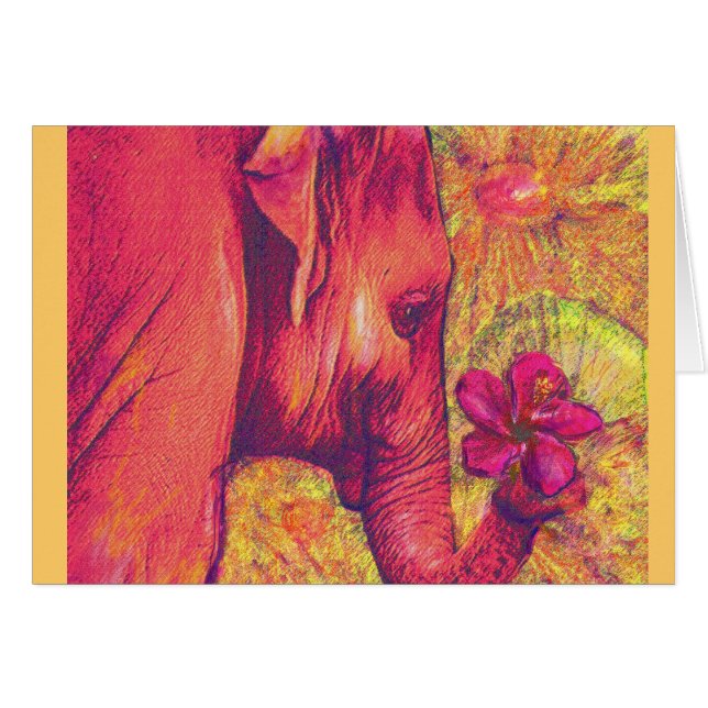 roze elepant met hibiscus (Voorkant Horizontaal)