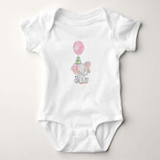 Roze Elephant Baby Girl Bodysuit (Voorkant)