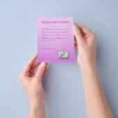 Roze Elephant Baby Girl Shower Predicted Game Flyer (Hand)