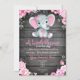 Roze Elephant Baby shower-uitnodiging, bijtend Kaart