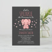 Roze Elephant Baby shower-uitnodiging Kaart (Staand voorkant)