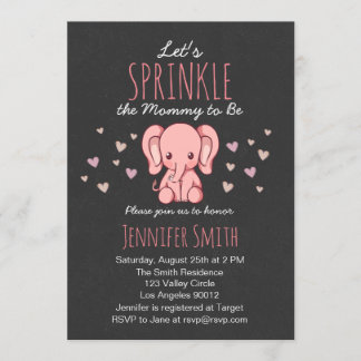 Roze Elephant Baby shower-uitnodiging Kaart