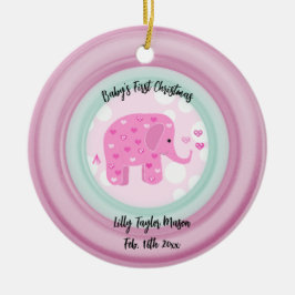 Roze Elephant Baby's Frist Kerstkeramiek Keramisch Ornament