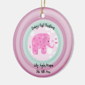 Roze Elephant Baby's Frist Kerstkeramiek Keramisch Ornament (Links)