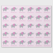 Roze Elephant Custom Baby shower Cadeaupapier (Vlak)