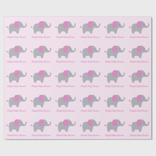 Roze Elephant Custom Baby shower Cadeaupapier (Vlak)
